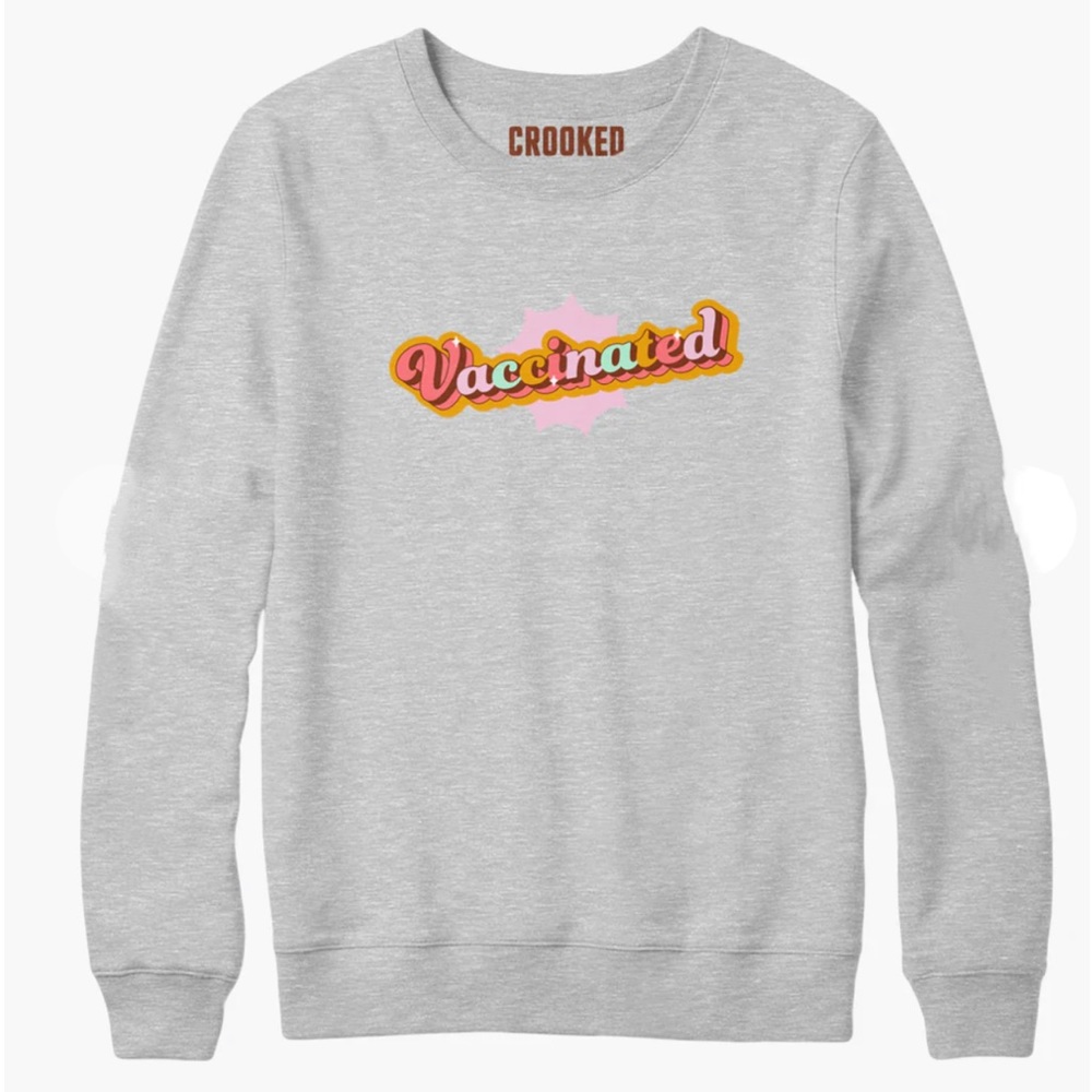Vaccinated Crewneck Sweatshirt, Grey, XL. Brand New!